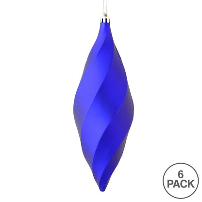 Vickerman 8" Purple Matte Swirl Finial Ornament Pack of 6