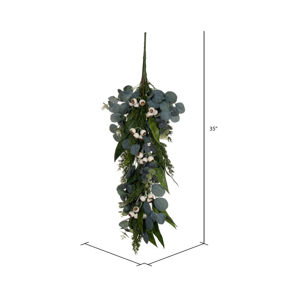 Vickerman 35" Green Artificial Eucalyptus Berry Swag.
