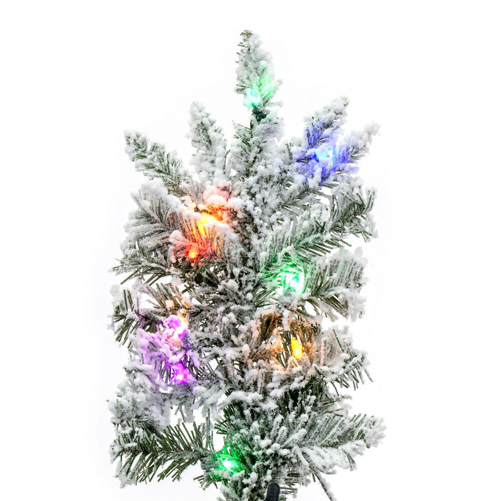 Vickerman 9' Flocked Utica Fir Slim Artificial Christmas Tree Multi-Colored LED Lights