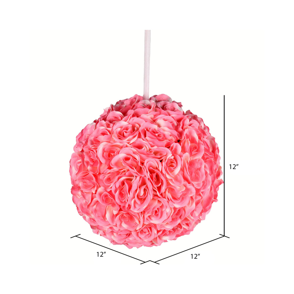 Vickerman 12" Artificial Pink Rose Ball.