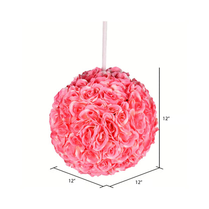 Vickerman 12" Artificial Pink Rose Ball.