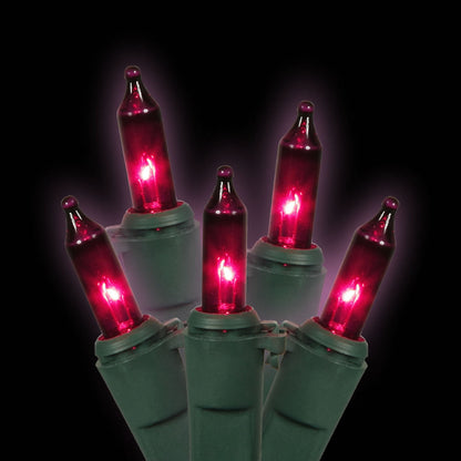 Vickerman 100 Purple Mini Light on Green Wire 33' Christmas Light Strand