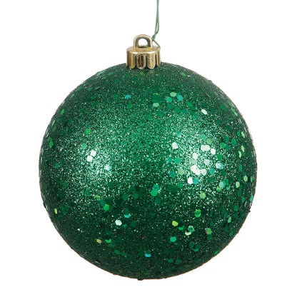 Vickerman 4.75" Emerald Sequin Ball Ornament 4 per Bag