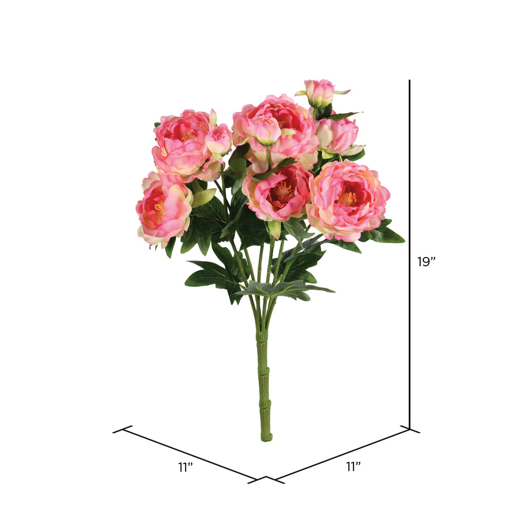 Vickerman 19" Artificial Light Pink Peony Bush.