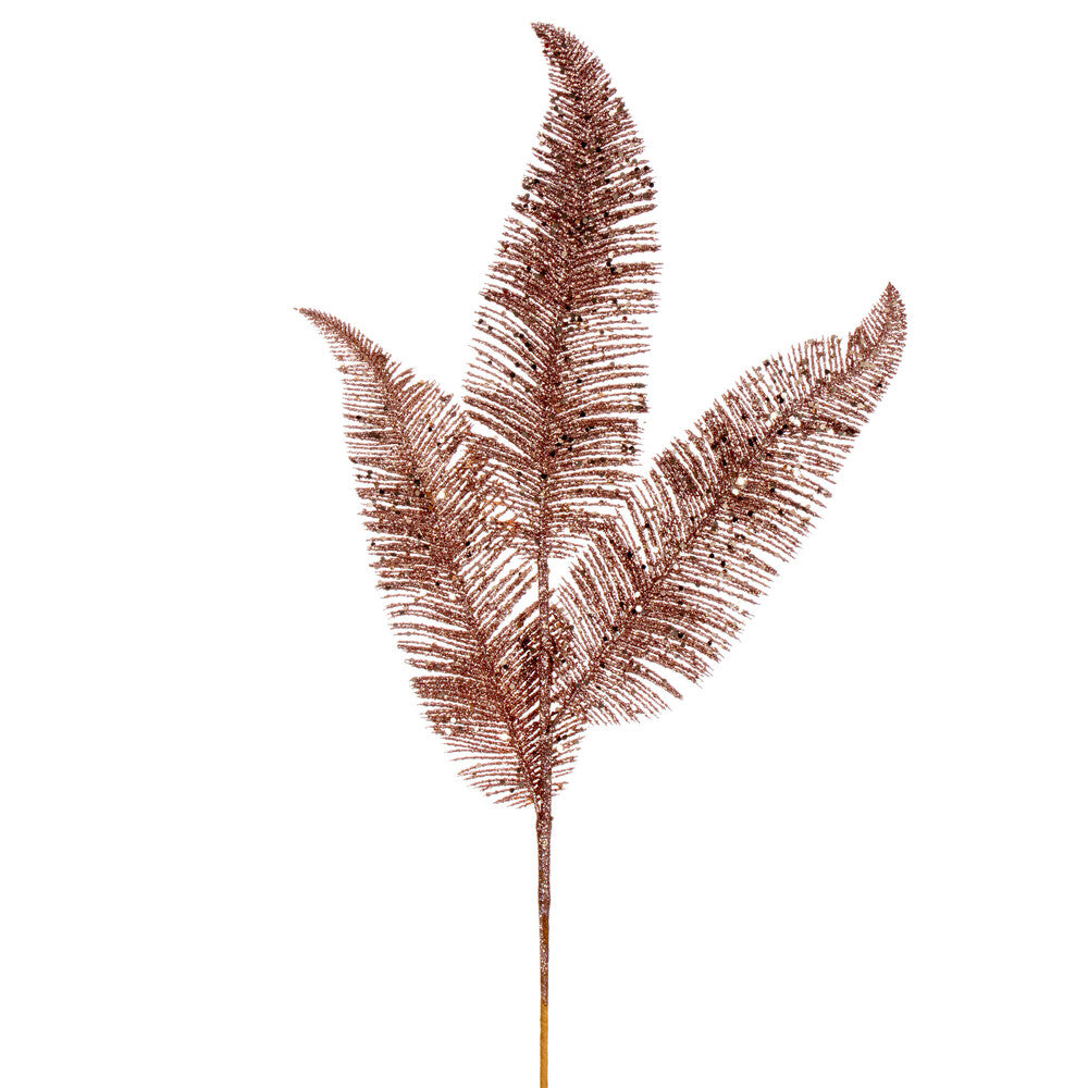 Vickerman 24.5" Café Latte Feather Fern Glitter Spray 6 per bag.