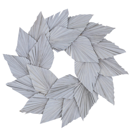 Vickerman Natural Botanicals 17" White Washed Palm Spear Wreath.