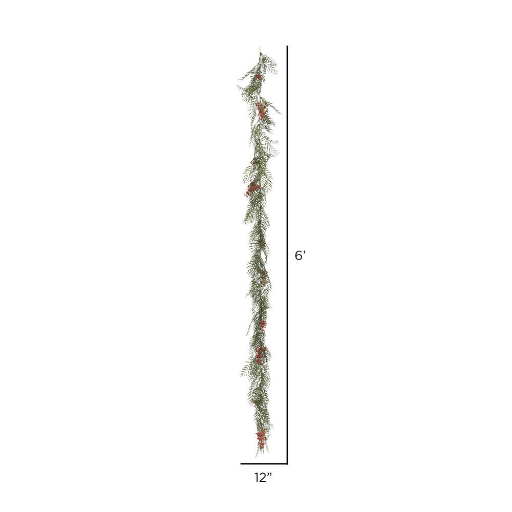Vickerman 6' Artificial Green Brazil Berry and Leaf Garland.