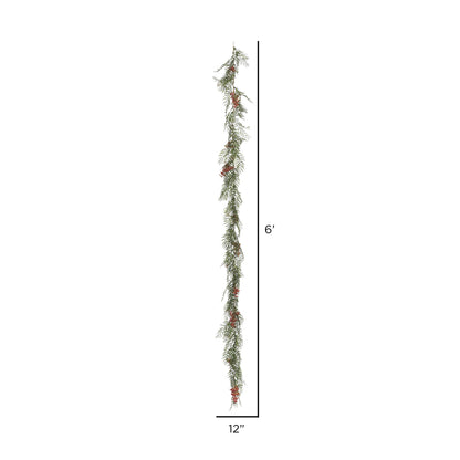 Vickerman 6' Artificial Green Brazil Berry and Leaf Garland.