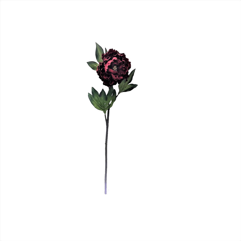 Vickerman 25" Artificial Red/Brown Peony Stem