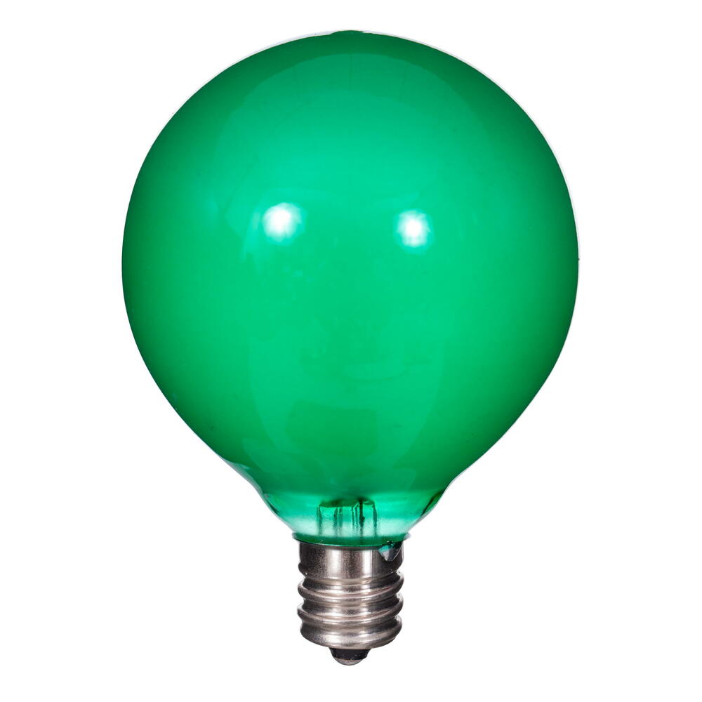 Vickerman 15Lt Green LED Glass G50-E12 Filament End-Connecting Set with Green 20AWGXTW Wire and 6"x12"x6" Bulb Spacing. 120V-.6W.  UL Approved.