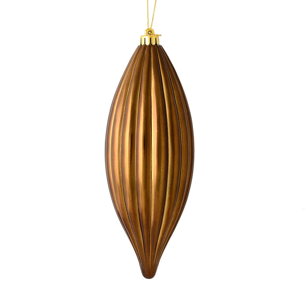 Vickerman 8" Mocha Shiny Line Finial Ornament Pack of 4