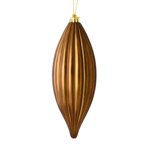 Vickerman 8" Mocha Shiny Line Finial Ornament Pack of 4