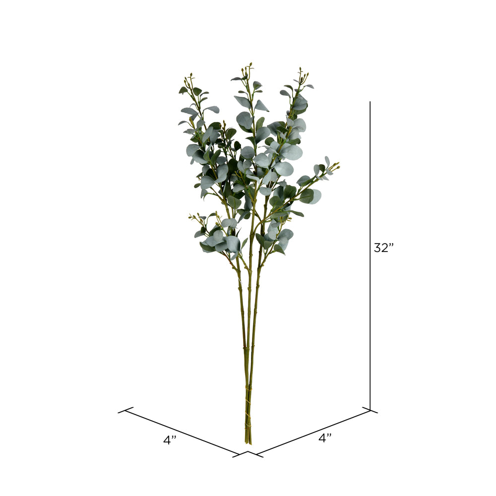 Vickerman 32" Artificial Green Eucalyptus Leaf Spray. Includes 3 sprays per pack.