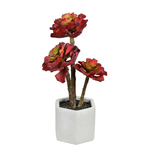 Vickerman Artificial 13"Succulent Cement Pot
