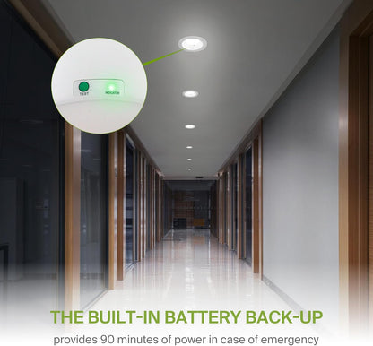 ASD Lighting LED Commercial Downlight Round 8inch 16/22/26/30/35W 120-277V 0-10V Dimmable 125Lm/W 2700/3000/3500/4000/5000K with Battery Back-up 15W White ETL ES