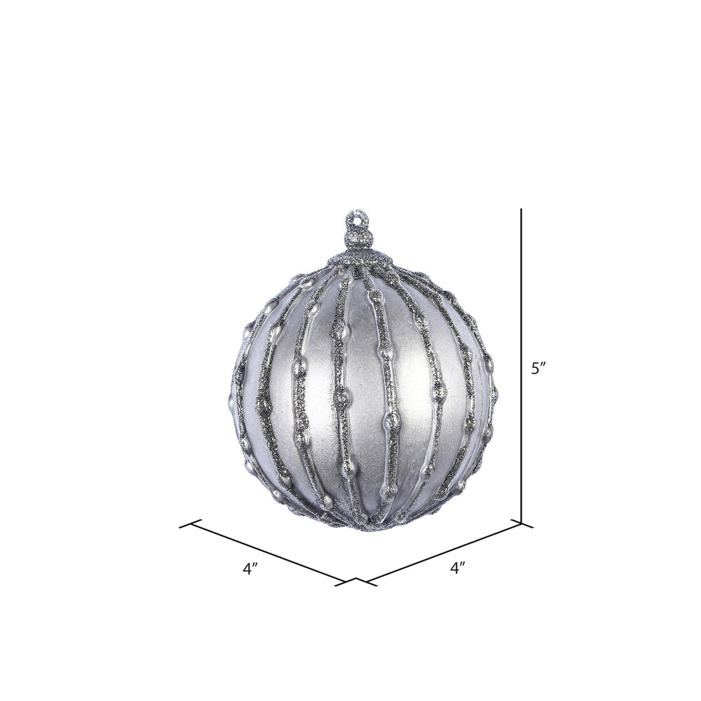 Vickerman 5" Gunmetal Antique Glitter Pearl Ball Ornament 3 per Bag