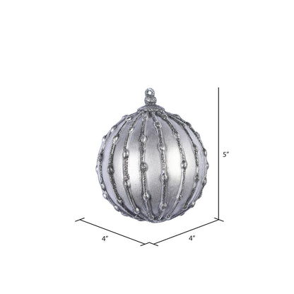 Vickerman 5" Gunmetal Antique Glitter Pearl Ball Ornament 3 per Bag