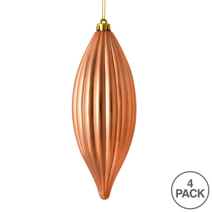 Vickerman 8" Rose Gold Shiny Line Finial Ornament Pack of 4