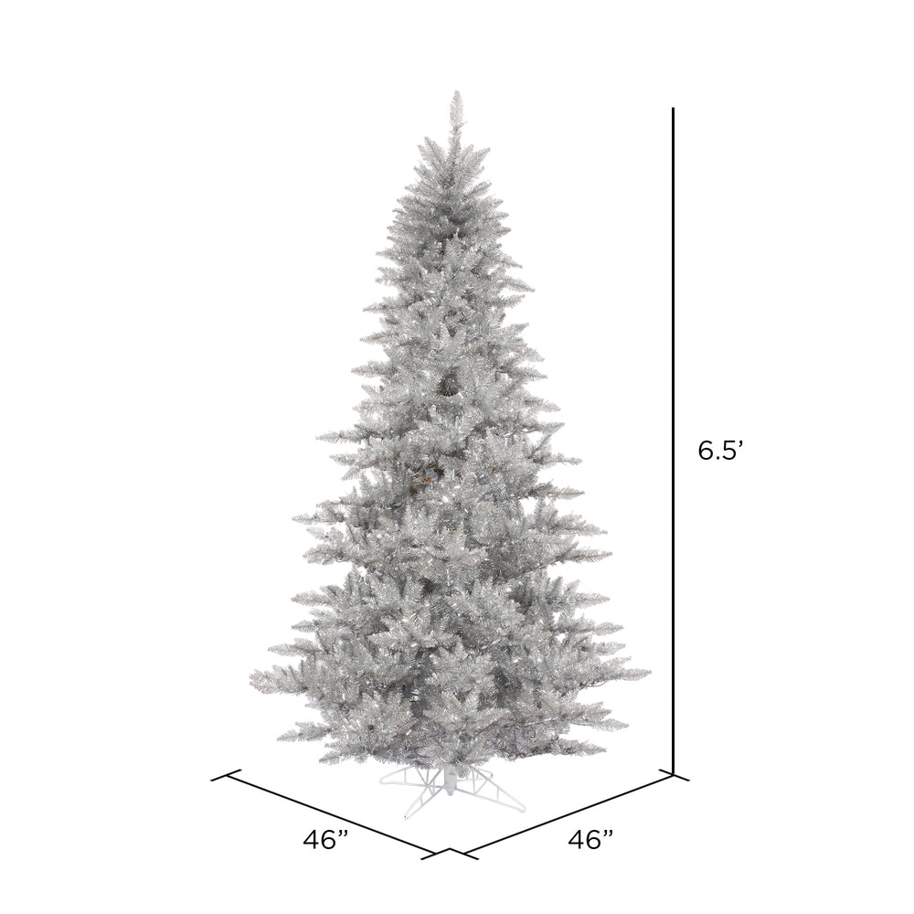 Vickerman 6.5' Silver Tinsel Fir Artificial Christmas Tree Unlit