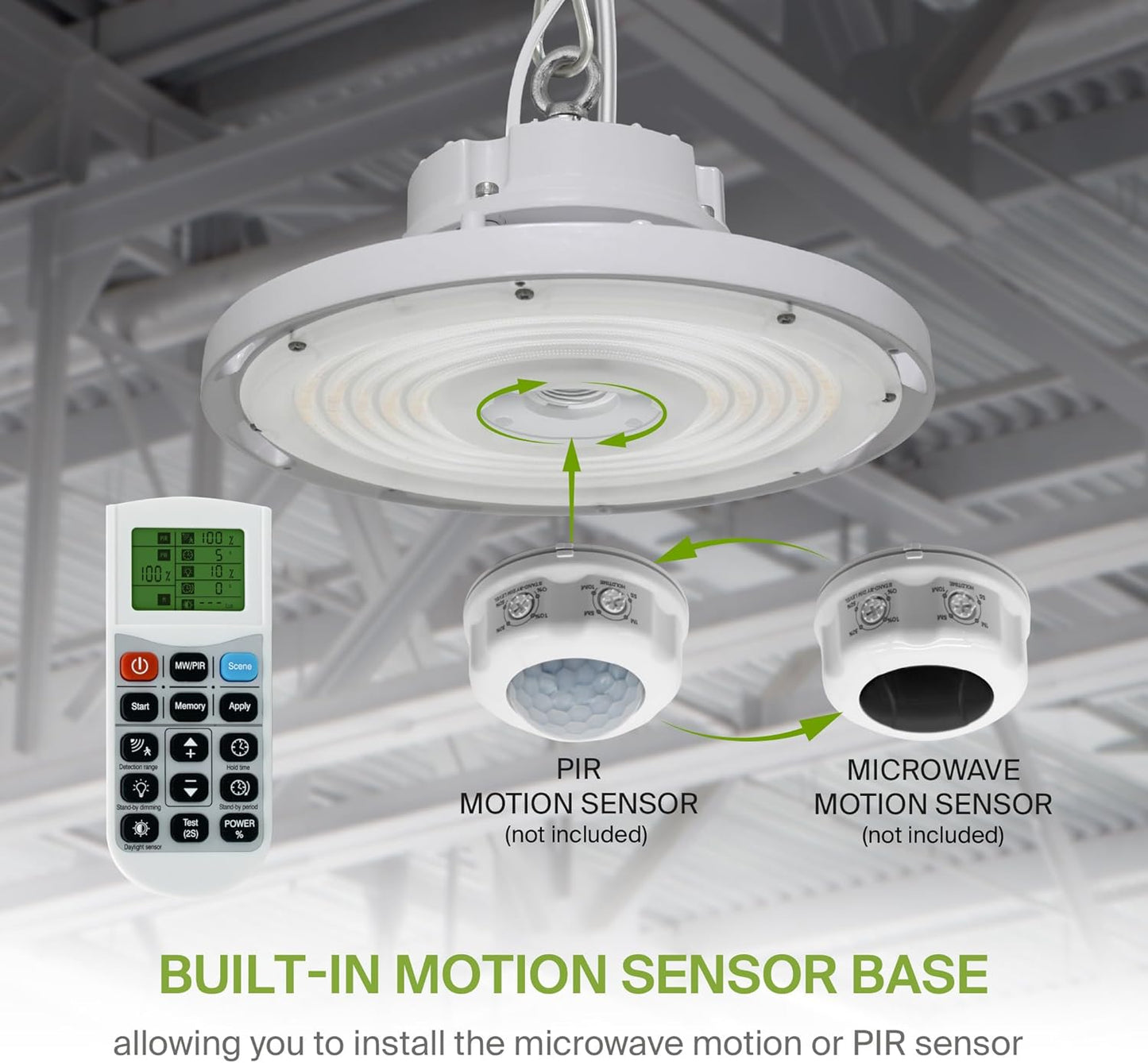 ASD Lighting Q-base LED UFO High Bay Power Adjustable 100/120/150W and CCT Selectable 3000/4000/5000K Dimmable White UL DLC Premium