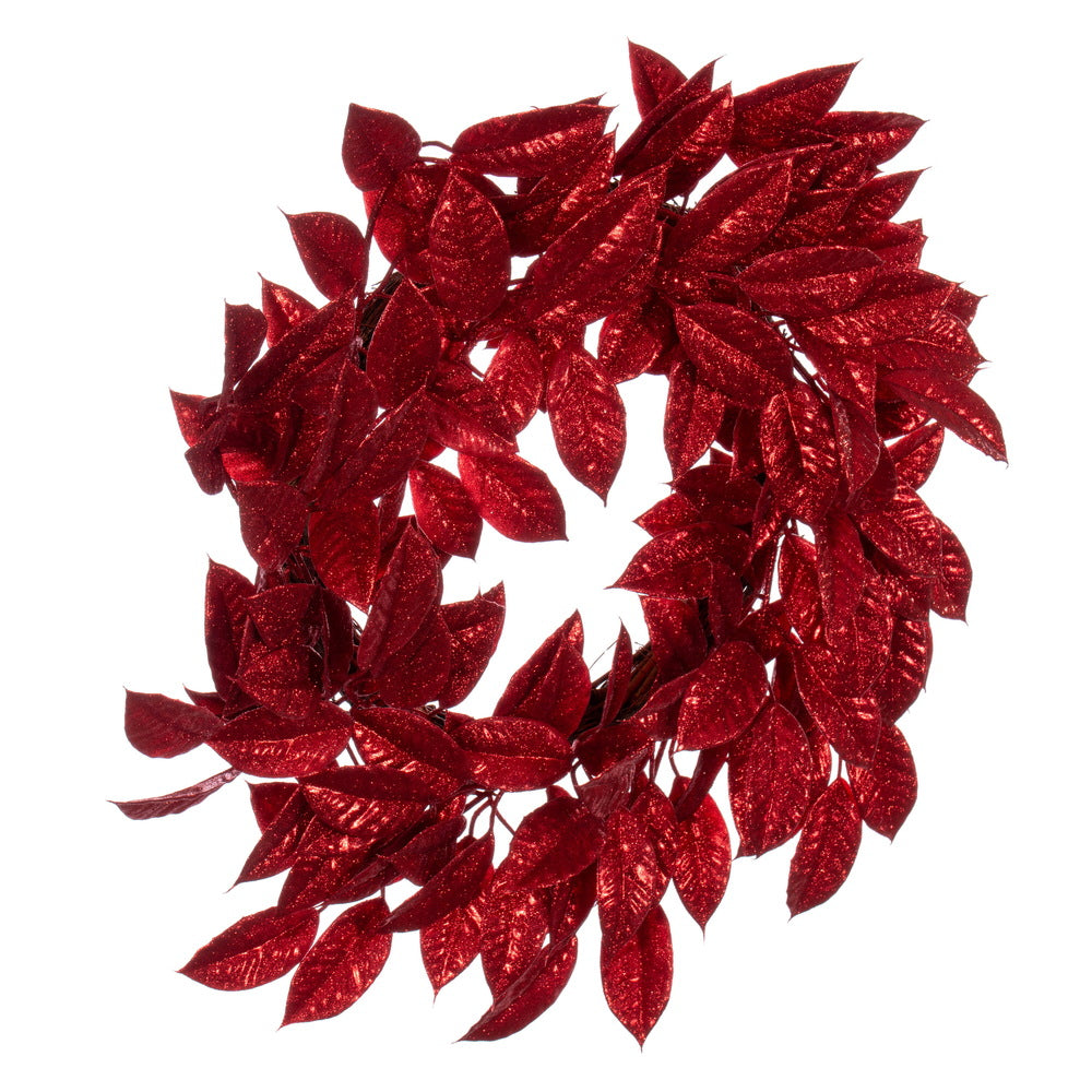 Vickerman 24" Red Artificial Gardenia Glitter Wreath.