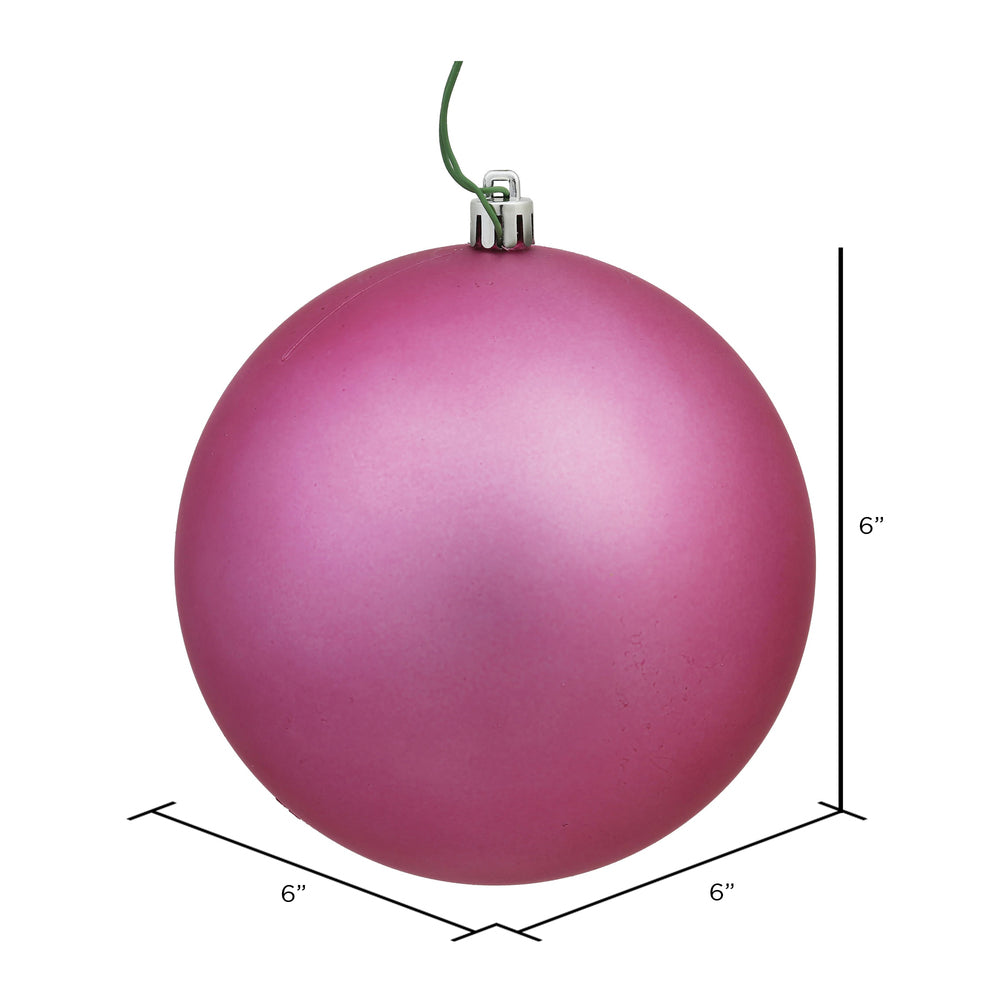 Vickerman 6" Mauve Matte Ball Ornament 4 per Bag