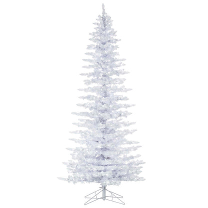 Vickerman 9' Flocked White Slim Artificial Christmas Tree Pure White LED Lights