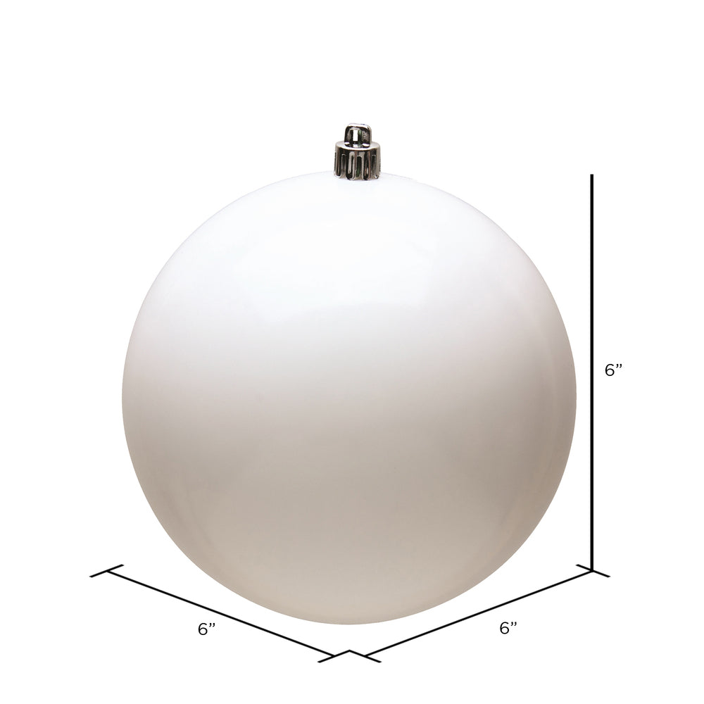 Vickerman 6" White Shiny Ball Ornament 4 per Bag