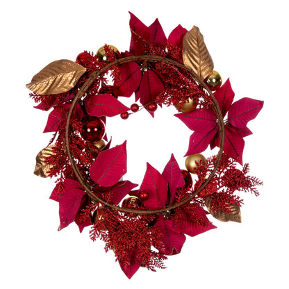 Vickerman 22" Artificial Red Poinsettia Deco Wreath