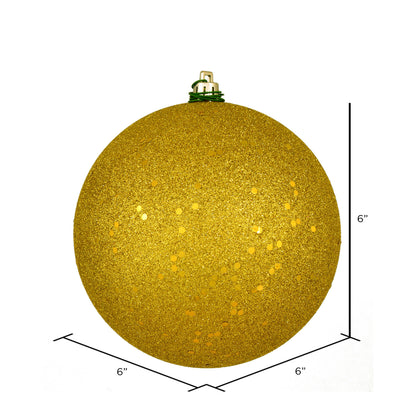 Vickerman 6" Medallion Gold Sequin Ball Ornament 4 per Bag