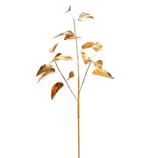 Vickerman 33" Gold Shiny Leaf Artificial Christmas Spray. Includes 2 sprays per pack.