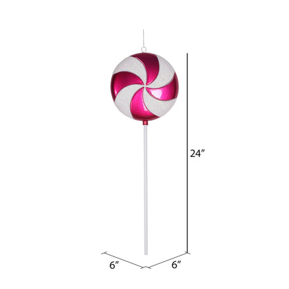 Vickerman 24" Cerise-White Candy Lollipop Christmas Ornament