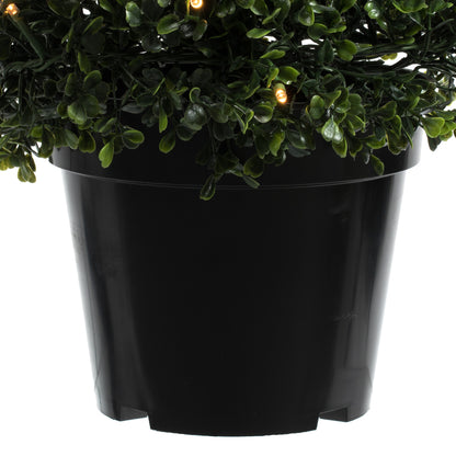 Vickerman 5' Potted Artificial Boxwood Cone with 150 Warm White LED Lghts.