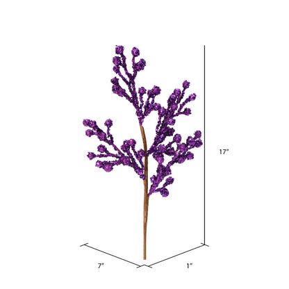 Vickerman 17" Purple Glitter Berry Artificial Christmas Spray. Includes 6 sprays per pack.