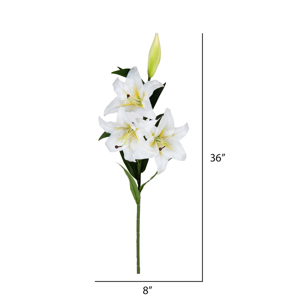 Vickerman 36'' Artificial White and Yellow Real Touch Lily Spray. Includes 2 sprays per pack.