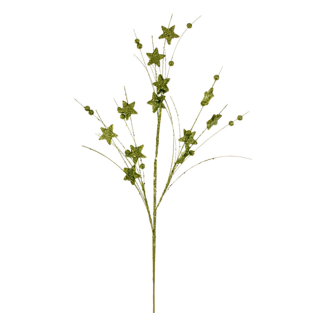 Vickerman 33" Lime Star and Ball Glitter Spray 6 per bag.
