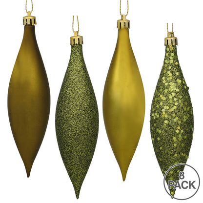 Vickerman 5.5" Olive Finial Drop Christmas Ornament Assorted 4 Finish 8 per Pack