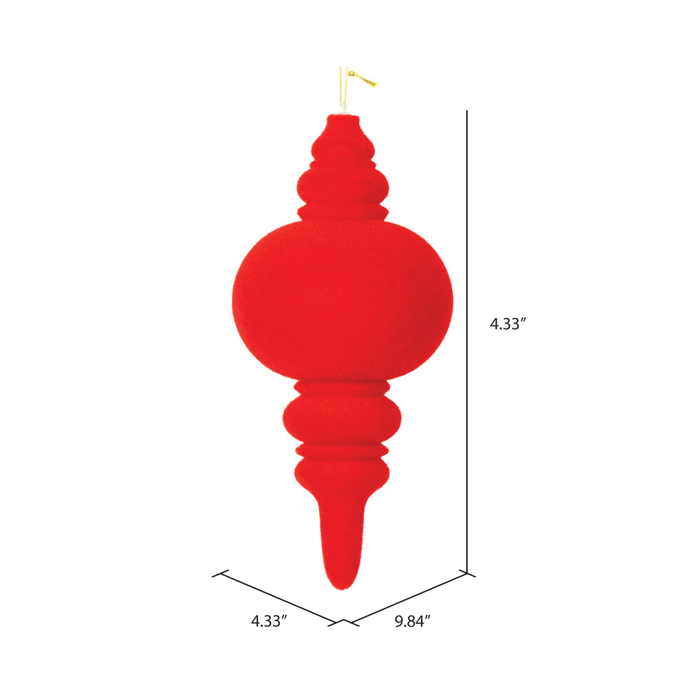 Vickerman 10" Red Flocked Finial Ornament Pack of 3