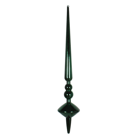 Vickerman 18" Midnight Green Shiny Cupola Finial. This long finial ornament adds depth and texture to any holiday decorating project. Made with shatterproof plastic. Includes 2 pieces per bag.