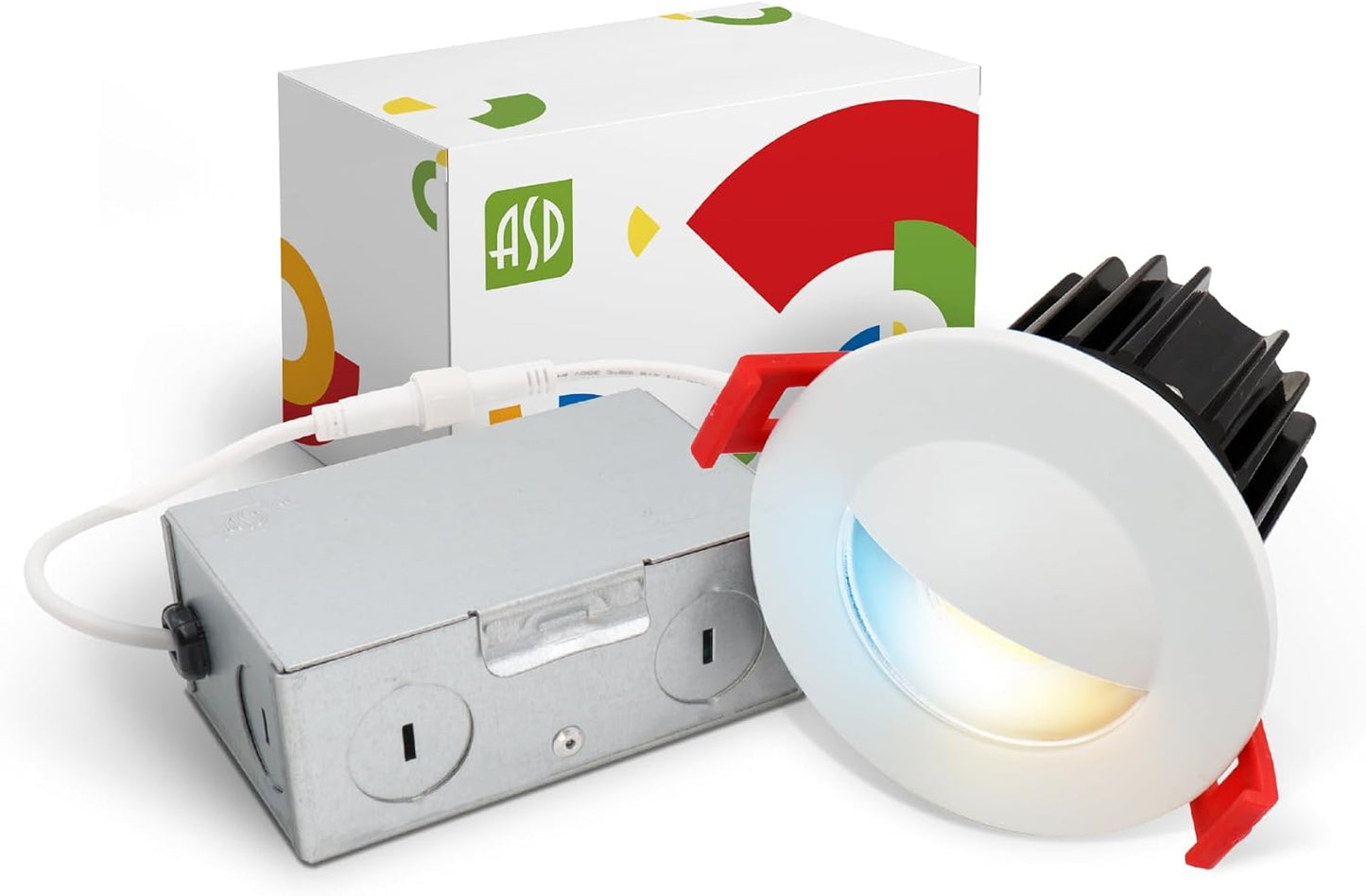 ASD Lighting LED Downlight Round 2inch 8W 120V Triac 2700/3000/3500/4000/5000K Wall Wash Trim White ETL