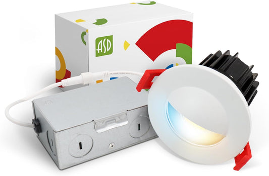 ASD Lighting LED Downlight Round 2inch 8W 120V Triac 2700/3000/3500/4000/5000K Wall Wash Trim White ETL