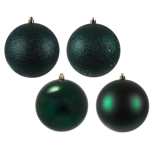 Vickerman 4.75" Midnight Green 4-Finish Ball Ornament Assortment 4 per Box