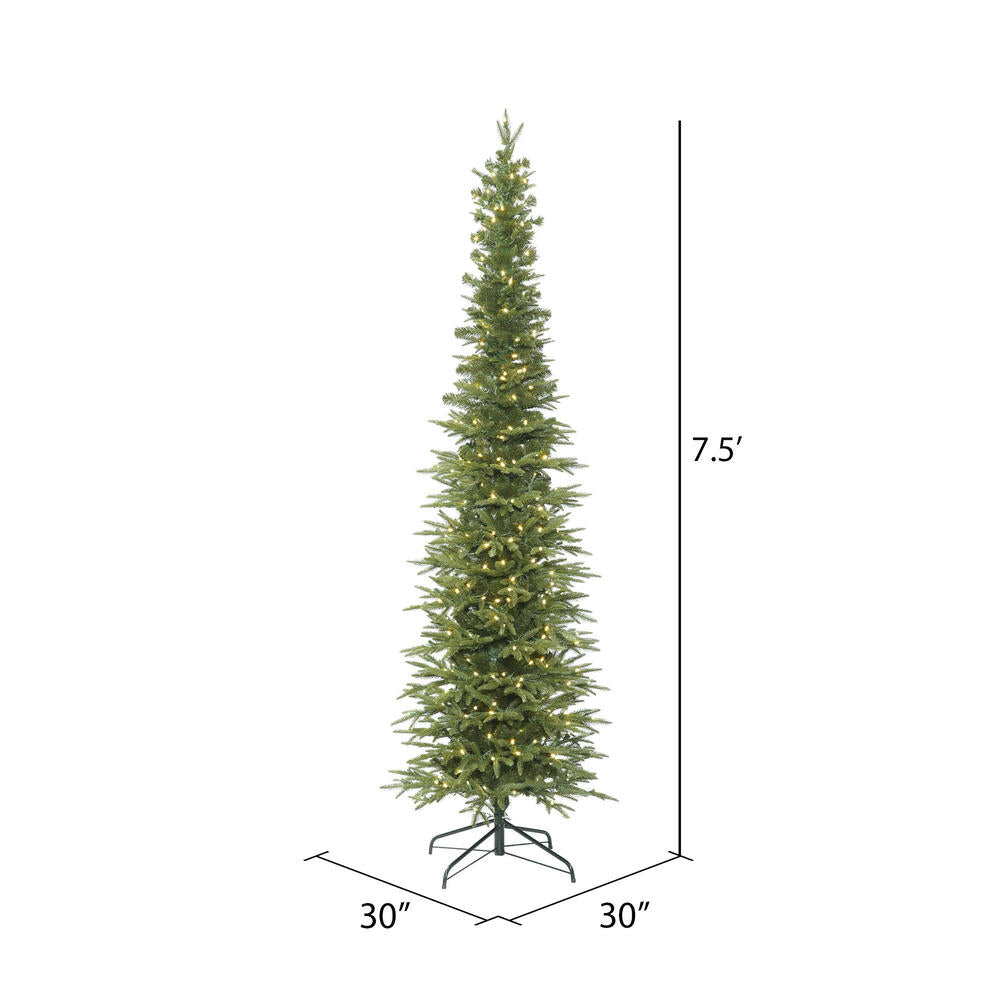 Vickerman 7.5' Bixley Pencil Fir Artificial Christmas Tree Warm White Dura-lit LED Lights