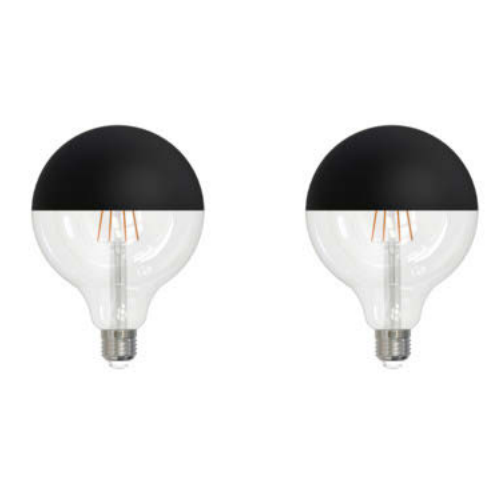 Bulbrite 862064 LED Filament Pack of (4) 6 Watt Dimmable G40 Light Bulb with Half Black Glass Finish and Medium (E26) Base - 2700K (Warm White Light), 500 Lumens