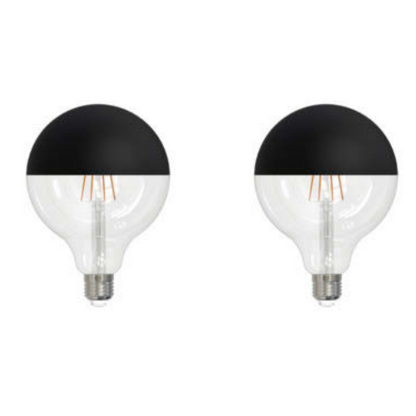 Bulbrite 862064 LED Filament Pack of (4) 6 Watt Dimmable G40 Light Bulb with Half Black Glass Finish and Medium (E26) Base - 2700K (Warm White Light), 500 Lumens