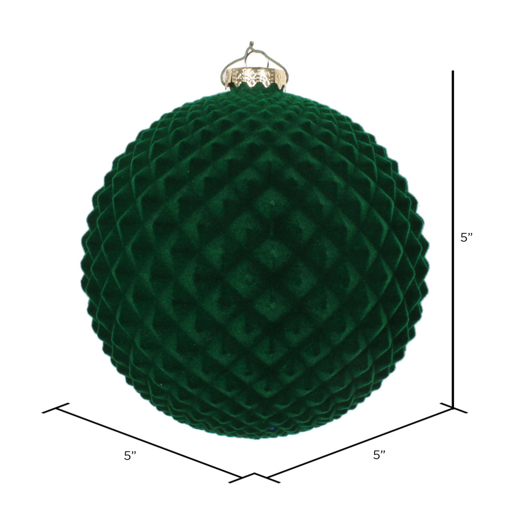 Vickerman 5" Moss Green Flocked Durian Ball Ornament 2 per Bag