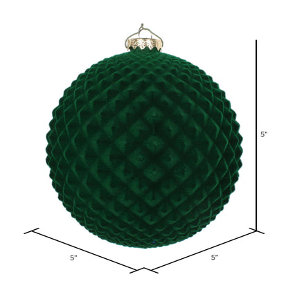 Vickerman 5" Moss Green Flocked Durian Ball Ornament 2 per Bag