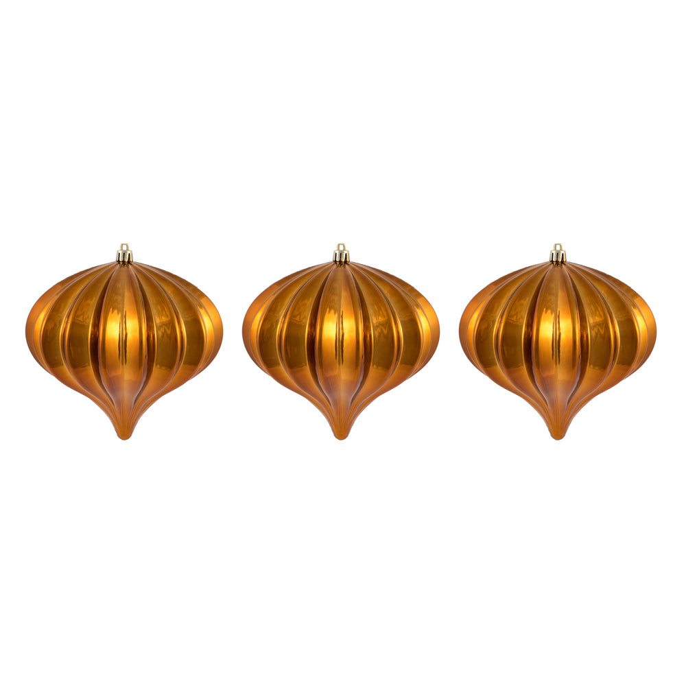 Vickerman 5.7" Copper Shiny Onion Christmas Ornament UV treated Set of 3