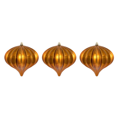 Vickerman 5.7" Copper Shiny Onion Christmas Ornament UV treated Set of 3