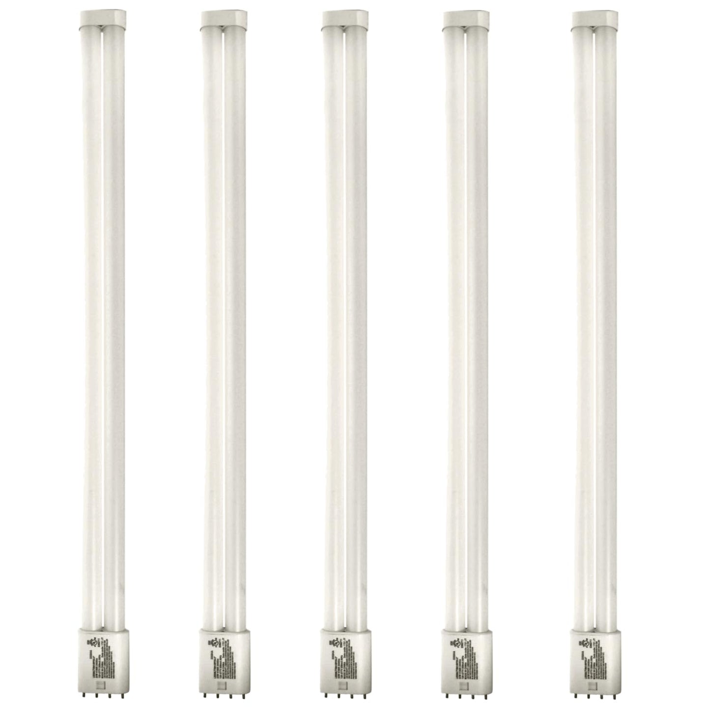 Damar- 22.5-Inch Twin Tube LTT LED Light Bulbs 4 Pin 2G11 Base 23W 2800 Lumens 4100K Cool White CRI82 120-277VAC Pack of 5- Long Linear Double Tube Replacement